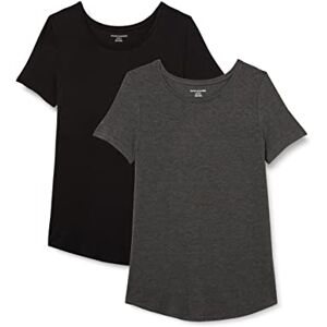Amazon Essentials dam kortärmad scoopneck tunika, förpackning med 2, svart/kol ljung, medium Amazon Essentials dam kortärmad scoopneck tunika, förpackning med 2, svart/kol ljung, medium