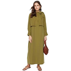 Trendyol damer rak maxi långa ärmar ledig/avslappnad vanlig hijab klänning, kaki, 44 Trendyol damer rak maxi långa ärmar ledig/avslappnad vanlig hijab klänning, kaki, 44