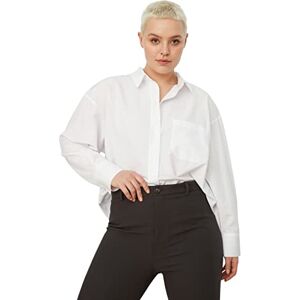 Trendyol damer raka långa ärmar normal plus size skjorta, Vit, 46/L Trendyol damer raka långa ärmar normal plus size skjorta, Vit, 46/L