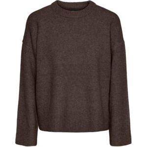 PIECES Pcana Ls O-Neck Knit Pwp Bc, Het fudge, L PIECES Pcana Ls O-Neck Knit Pwp Bc, Het fudge, L