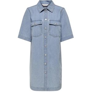 ONLY Onlbelle S/S Button Dress DNM Gua Noos, Ljusblå denim, S ONLY Onlbelle S/S Button Dress DNM Gua Noos, Ljusblå denim, S