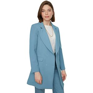 Trendyol Dam dubbel knapp mobil detaljerad fodrad vävd jacka, blå, 44 Trendyol Dam dubbel knapp mobil detaljerad fodrad vävd jacka, blå, 44