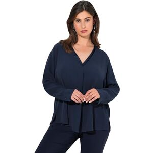 Ulla Popken damer stora storlekar överdimensionerade plus size tunika, glansinsats, A-linje, V-hals, långärmad, marinblå, 50-52 Ulla Popken damer stora storlekar överdimensionerade plus size tunika, glansinsats, A-linje, V-hals, långärmad, marinblå, 50-52
