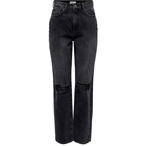 ONLY Kvinnlig rak passform jeans byxor ONLRobyn ex HW ankelklänning, Tvättad svart, 28 SE ONLY Kvinnlig rak passform jeans byxor ONLRobyn ex HW ankelklänning, Tvättad svart, 28 SE
