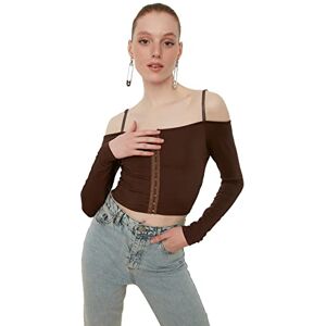 Trendyol Brun Clothed Crop stickad Blus, XL Trendyol Brun Clothed Crop stickad Blus, XL