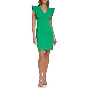 DKNY Women's V-Neck Ruffle Sleeve Dress, Apple Green, 16 DKNY Women's V-Neck Ruffle Sleeve Dress, Apple Green, 16