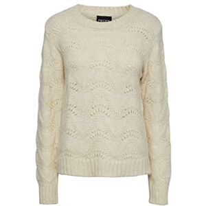 PIECES Dam PCBIBBI LS O-Neck Knit NOOS BC pullover, Whitecap Grå, XS PIECES Dam PCBIBBI LS O-Neck Knit NOOS BC pullover, Whitecap Grå, XS