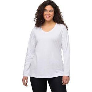 Ulla Popken Dam basic, V-hals, smal, långärmad t-shirts, snövit, 46/48, Snövit, 46/48/L Ulla Popken Dam basic, V-hals, smal, långärmad t-shirts, snövit, 46/48, Snövit, 46/48/L