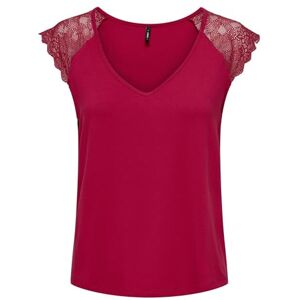 ONLY Onlpetra S/S Lace Mix Top Cs JRS T-shirt, röd, S ONLY Onlpetra S/S Lace Mix Top Cs JRS T-shirt, röd, S