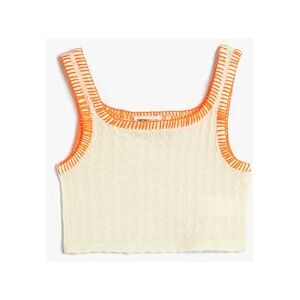 Koton Girls's Crocheted crop tanktop ärmlös U-hals linne, Beige (057), 7-8 År Koton Girls's Crocheted crop tanktop ärmlös U-hals linne, Beige (057), 7-8 År