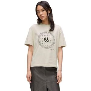 KARL LAGERFELD JEANS , Dam, Vanlig Kortärm Bandana T-Shirt, Vanlig Fit, Beige, L KARL LAGERFELD JEANS , Dam, Vanlig Kortärm Bandana T-Shirt, Vanlig Fit, Beige, L