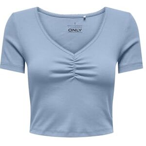 ONLY Onlbetty Life S/S Scallop V-hals Cc JRS, Mjuk kambray, S ONLY Onlbetty Life S/S Scallop V-hals Cc JRS, Mjuk kambray, S