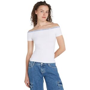 Calvin Jeans dam logotyp elastisk Bardot topp annat stickat, Kritvit, L Calvin Jeans dam logotyp elastisk Bardot topp annat stickat, Kritvit, L