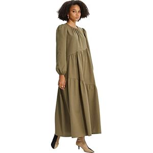 Trendyol Dam modest maxi A-linje normal passform tyg blygsam klänning, kaki, 40 Trendyol Dam modest maxi A-linje normal passform tyg blygsam klänning, kaki, 40