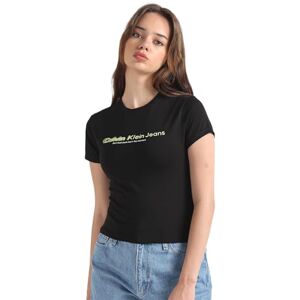 Calvin Jeans T-shirt med slogan för kvinnor S/S, Ck svart, S Calvin Jeans T-shirt med slogan för kvinnor S/S, Ck svart, S