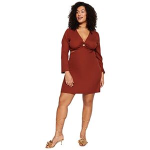 Trendyol Dam Kvinna Mini Skater Anpassad Vävd Plus Size Klänning, Brun, 44 SE/Plus Trendyol Dam Kvinna Mini Skater Anpassad Vävd Plus Size Klänning, Brun, 44 SE/Plus