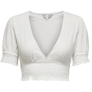 ONLY Dam Onlhannah S/S Smock Top JRS Noos T-shirt, Vit, S ONLY Dam Onlhannah S/S Smock Top JRS Noos T-shirt, Vit, S