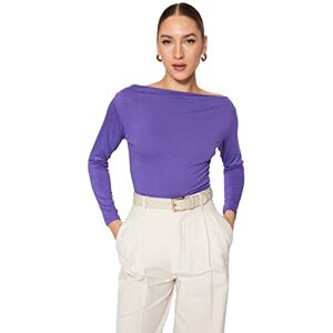 Trendyol Dam Dam normal bodycon båthals stickad blus skjorta, damson färg, L, Damson färg, L Trendyol Dam Dam normal bodycon båthals stickad blus skjorta, damson färg, L, Damson färg, L