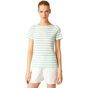 Koton Kvinnors crew neck kortärmad randig basic T-shirt, Grön remsa (12k), M Koton Kvinnors crew neck kortärmad randig basic T-shirt, Grön remsa (12k), M