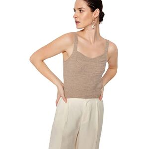 Trendyol Dam normal passform basic rund hals stickad blus smal älskling, Mink, S Trendyol Dam normal passform basic rund hals stickad blus smal älskling, Mink, S