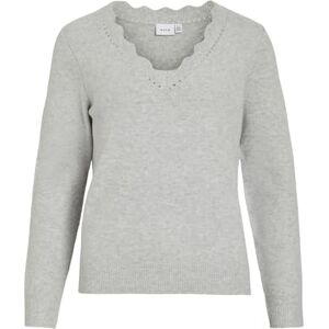 Vila Vinikolina V-hals L/S stickad topp – Noos, Ljusgrå melange, XXL Vila Vinikolina V-hals L/S stickad topp – Noos, Ljusgrå melange, XXL