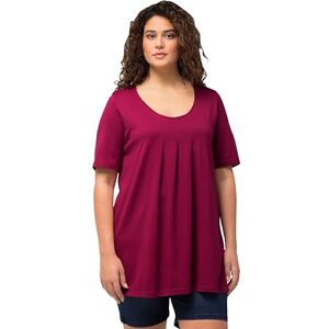 Ulla Popken Dam, A-linje, rund hals, halv ärm, dekorativ veckad T-shirt, Mörk syren, 58 Ulla Popken Dam, A-linje, rund hals, halv ärm, dekorativ veckad T-shirt, Mörk syren, 58