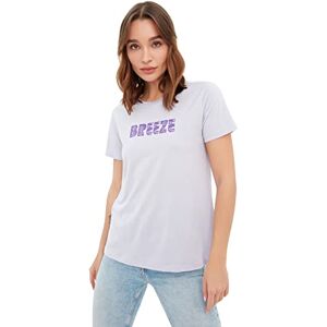 Trendyol Dam vanlig basic rundhalsad stickad T-shirt, Lila, S Trendyol Dam vanlig basic rundhalsad stickad T-shirt, Lila, S