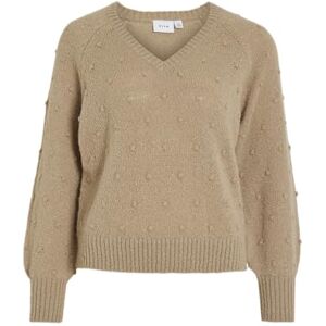 Vila Vituli L/S V-hals Gliter stickad topp/Pb, Savannah Tan, S Vila Vituli L/S V-hals Gliter stickad topp/Pb, Savannah Tan, S