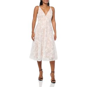 Dress the Population Women's Elisa midiklänning, ärmlös, djup halsringning, utsvängd, Vitt, M Dress the Population Women's Elisa midiklänning, ärmlös, djup halsringning, utsvängd, Vitt, M