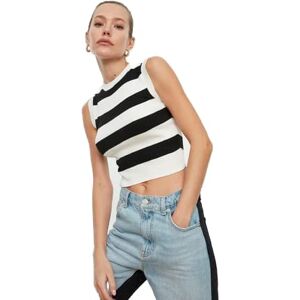 Trendyol Dam smal figurformad rund hals stickad blus, Ecru, M Trendyol Dam smal figurformad rund hals stickad blus, Ecru, M