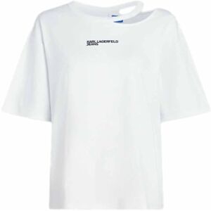 KARL LAGERFELD JEANS , dam, ribbad klippt ut te, avslappnad passform, vit, L KARL LAGERFELD JEANS , dam, ribbad klippt ut te, avslappnad passform, vit, L