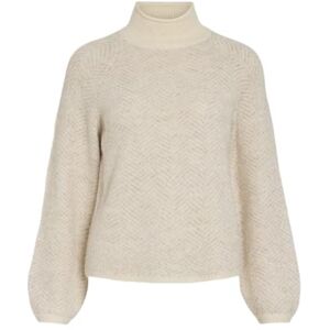 Vila Vilory High Neck L/S stickad topp Noos tröja, Eggnog/mönster: naturlig melerad, XL Vila Vilory High Neck L/S stickad topp Noos tröja, Eggnog/mönster: naturlig melerad, XL