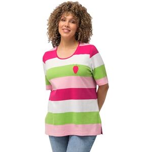 Ulla Popken Ulla popkar, kvinnor, stora storlekar, randig t-shirt med broderi, klassisk, lila, 46-48 Ulla Popken Ulla popkar, kvinnor, stora storlekar, randig t-shirt med broderi, klassisk, lila, 46-48