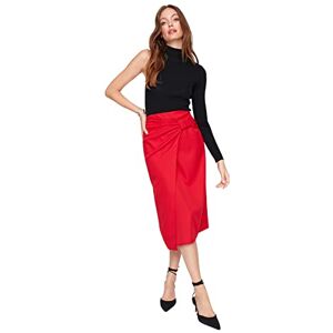 Trendyol Dam midi asymmetrisk pennkjol vävd kjol, Röd, 60 SE Trendyol Dam midi asymmetrisk pennkjol vävd kjol, Röd, 60 SE