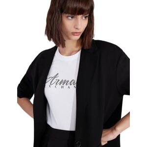 Giorgio Armani kortärmad t-shirt med klassisk manuslogotyp för kvinnor med rund urringning, Optisk vit, S Giorgio Armani kortärmad t-shirt med klassisk manuslogotyp för kvinnor med rund urringning, Optisk vit, S