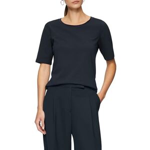s.Oliver BLACK LABEL Business-t-shirt av bomullsblandning med dubbelskiktsdetalj, marinblå, 34 s.Oliver BLACK LABEL Business-t-shirt av bomullsblandning med dubbelskiktsdetalj, marinblå, 34