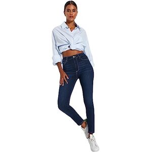 Trendyol dam rak smal hög midja jeans, Mörkblå, 34 SE Trendyol dam rak smal hög midja jeans, Mörkblå, 34 SE