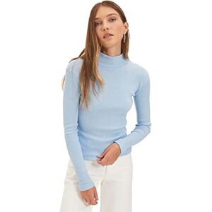 Trendyol Kvinnors blå turtleneck flugformad stickad blus, M Trendyol Kvinnors blå turtleneck flugformad stickad blus, M