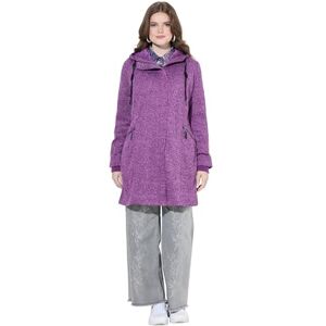 Ulla Popken dam stora storlekar överdimensionerade plus size stickad fleece-jacka, huva, 2-vägs dragkedja, lila, 42-44 Ulla Popken dam stora storlekar överdimensionerade plus size stickad fleece-jacka, huva, 2-vägs dragkedja, lila, 42-44