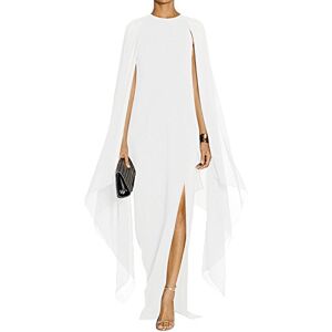 MAYFASEY Eleganta högdelade utsvängda ärmar formella aftonklänningar maxiklänning med cape, Vit 2, M MAYFASEY Eleganta högdelade utsvängda ärmar formella aftonklänningar maxiklänning med cape, Vit 2, M