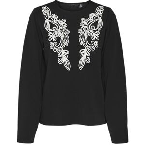 VERO MODA VMGIRA LS TOP JRS GA, Svart/tryck: snövit, S VERO MODA VMGIRA LS TOP JRS GA, Svart/tryck: snövit, S