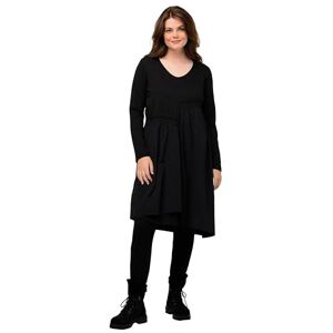 Ulla Popken Ulla popkar, kvinnor, stora storlekar, utsvängd klänning med asymmetrisk vävd del, svart, 46/48 SE Ulla Popken Ulla popkar, kvinnor, stora storlekar, utsvängd klänning med asymmetrisk vävd del, svart, 46/48 SE