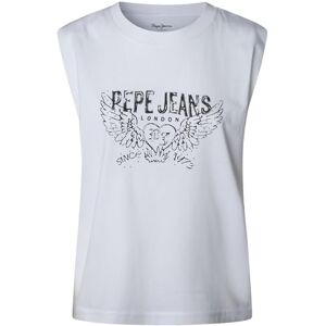 Pepe Jeans Bertha T-shirt, vit (vit), L dam, Vit (vit), L Pepe Jeans Bertha T-shirt, vit (vit), L dam, Vit (vit), L