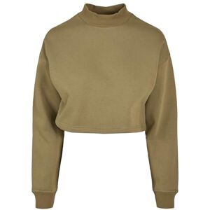 Urban Classics Dam cropped oversized sweat high neck crew sweatshirt, tiniolive, XL Urban Classics Dam cropped oversized sweat high neck crew sweatshirt, tiniolive, XL