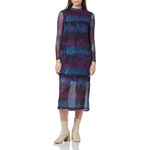 PIECES Dam Pcsmilla Ls T-hals midiklänning, Svart/Aop: blå, XS PIECES Dam Pcsmilla Ls T-hals midiklänning, Svart/Aop: blå, XS