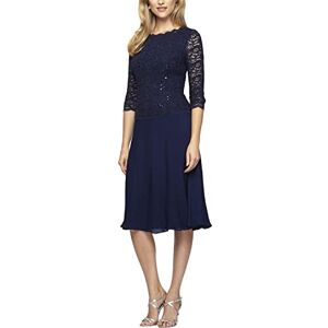 Alex Evenings Damklänning, vadlång, broderat livstycke, brudens mor-klänning, bröllopsklänning (små och normala storlekar), Marinblått Xsp, 44 Alex Evenings Damklänning, vadlång, broderat livstycke, brudens mor-klänning, bröllopsklänning (små och normala storlekar), Marinblått Xsp, 44
