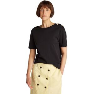 Tommy Hilfiger dam REG RANDIG GULD BTN C-NK SS WW0WW42907, svart, XXL, svart (svart), XXL Tommy Hilfiger dam REG RANDIG GULD BTN C-NK SS WW0WW42907, svart, XXL, svart (svart), XXL