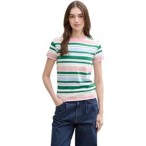 TOM TAILOR Denim dam boxy fit T-shirt med ränder av ekologisk bomull, 37161 – flerfärgade ränder, S TOM TAILOR Denim dam boxy fit T-shirt med ränder av ekologisk bomull, 37161 – flerfärgade ränder, S
