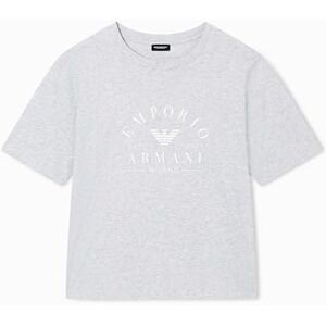 Giorgio Armani Kvinnors ikoniska logotypband rund hals t-shirt grå L lös passform, Grå, L Giorgio Armani Kvinnors ikoniska logotypband rund hals t-shirt grå L lös passform, Grå, L