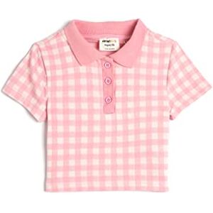 Koton Girls's Polo Crop kortärmad knapp detalj slim fit cut T-shirt, Pink Check (2c6), 4-5 Jahre Koton Girls's Polo Crop kortärmad knapp detalj slim fit cut T-shirt, Pink Check (2c6), 4-5 Jahre